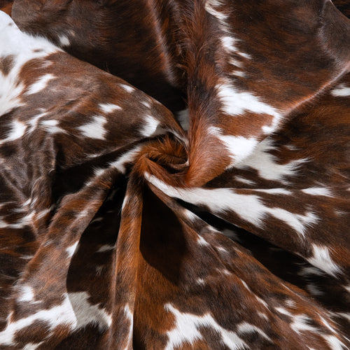 White Tricolor Cowhide Rug Size 7'1" L x 6'7" W 6273