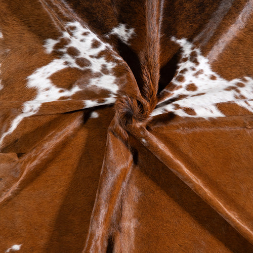 Brazilian Chocolate and White Cowhide Rug Size 7'10" L x 6'9" W 5745