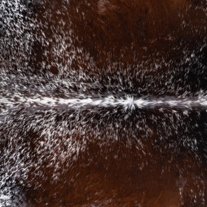 Brazilian Chocolate and White Cowhide Rug Size 8'2" L x 7'9" W 5747