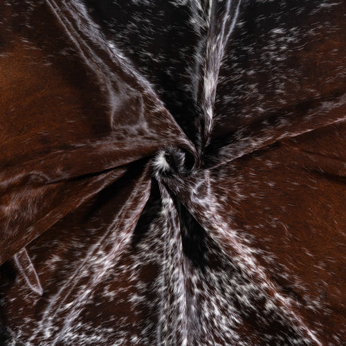 Brazilian Chocolate and White Cowhide Rug Size 8'2" L x 7'9" W 5747