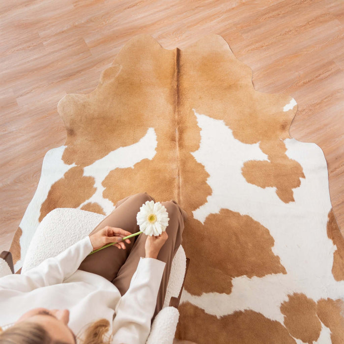 Palomino and White Cowhide Rug