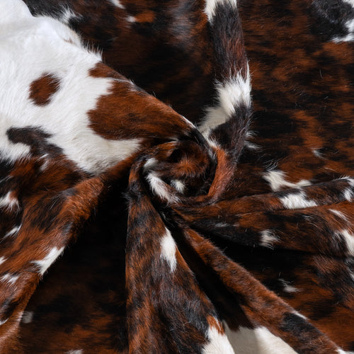 White Tricolor Cowhide Rug Size 7'9" L x 7'1" W 6274