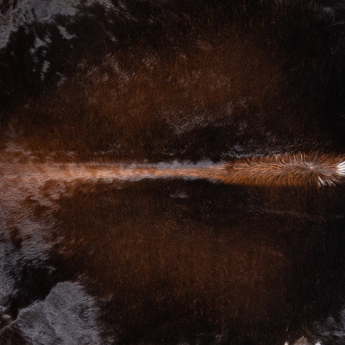 Brazilian Chocolate and White Cowhide Rug Size 7'7" L x 7'5" W 5748