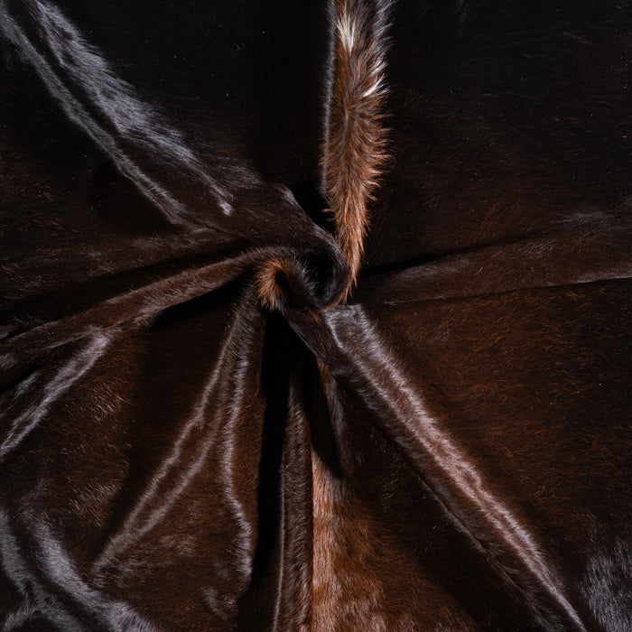 Brazilian Chocolate and White Cowhide Rug Size 7'7" L x 7'5" W 5748