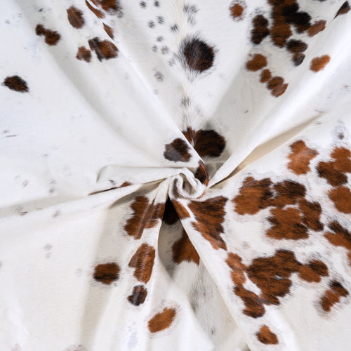 Vintage White Tricolor Cowhide Rug Size 7'7" L x 7'2" W 4395