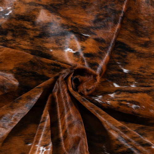 Tricolor Brindle Mix Cowhide Rug Size 8'1" L x 7'7" W 6275