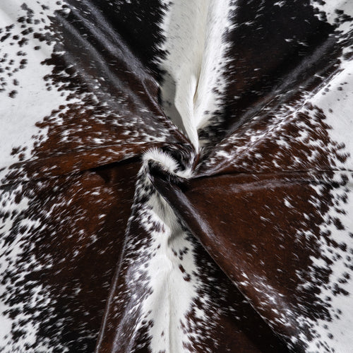 Brazilian Chocolate and White Cowhide Rug Size 8'0" L x 7'6" W 5751