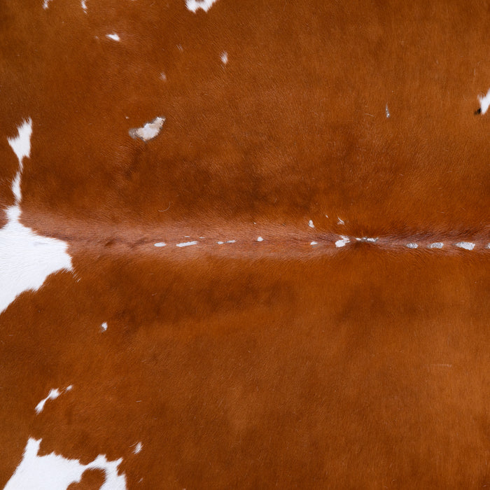 Vintage Brown and White Cowhide Rug Size 7'2" L x 6'6" W 4398