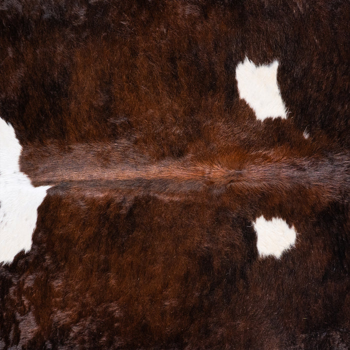 Brazilian Chocolate and White Cowhide Rug Size 7'8" L x 7'4" W 5753