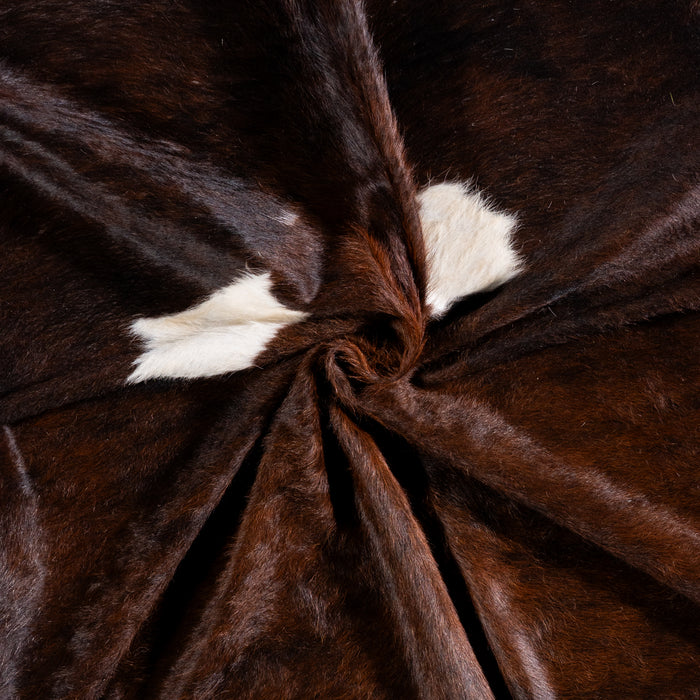 Brazilian Chocolate and White Cowhide Rug Size 7'8" L x 7'4" W 5753