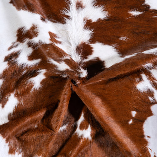 Vintage Tricolor Cowhide Rug Size 6'9" L x 6'3" W 4399