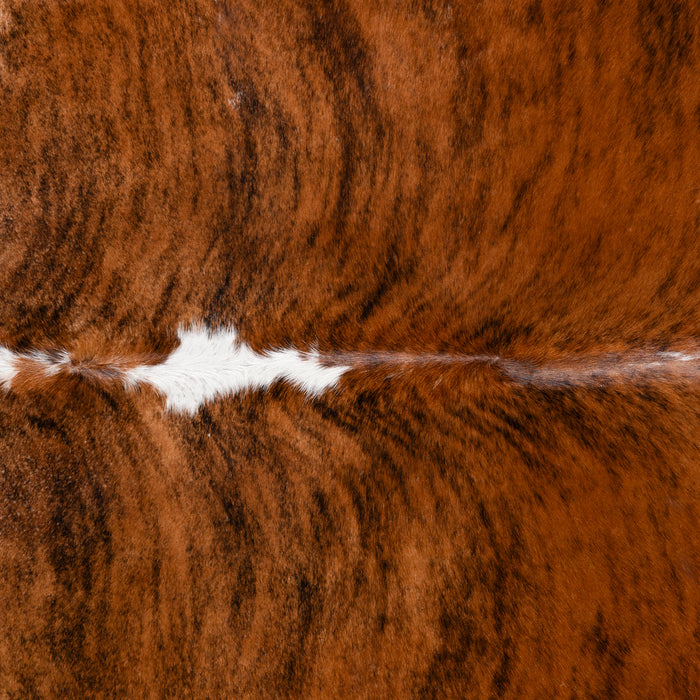 Brazilian Brindle White Belly and Backbone Cowhide Rug Size 7'1" L x 7'4" W 3686