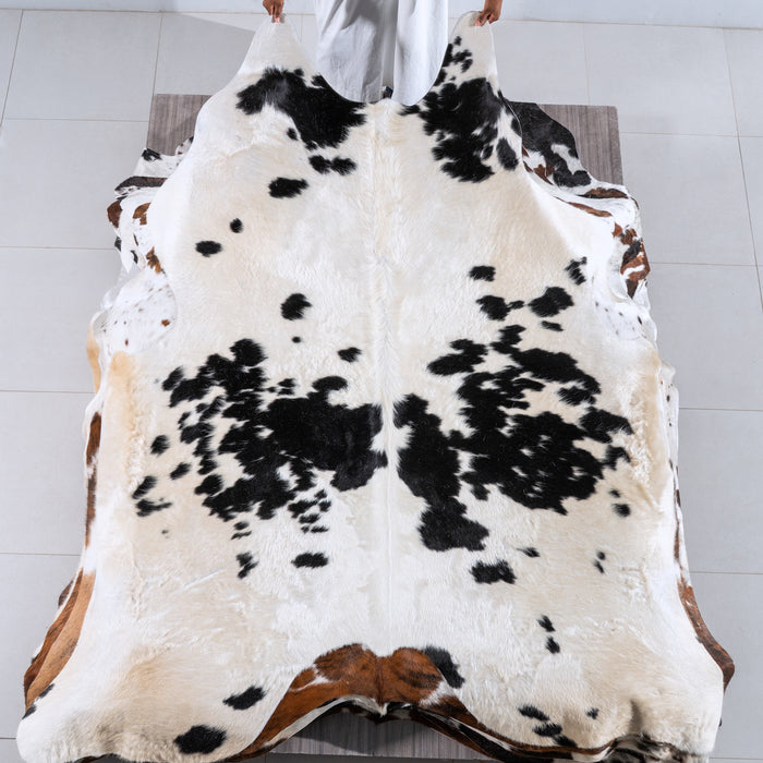 Black and White Cowhide Rug Size 7'10" L x 7'1" W 6278