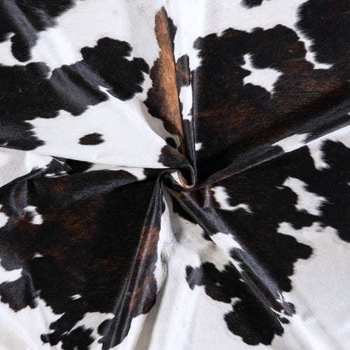 Vintage White Tricolor Cowhide Rug Size 6'6" L x 6'7" W 4400