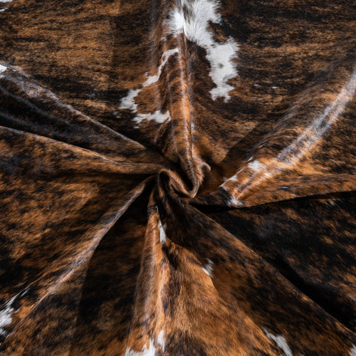 Tricolor Brindle Mix Cowhide Rug Size 7'6" L x 6'6" W 4060