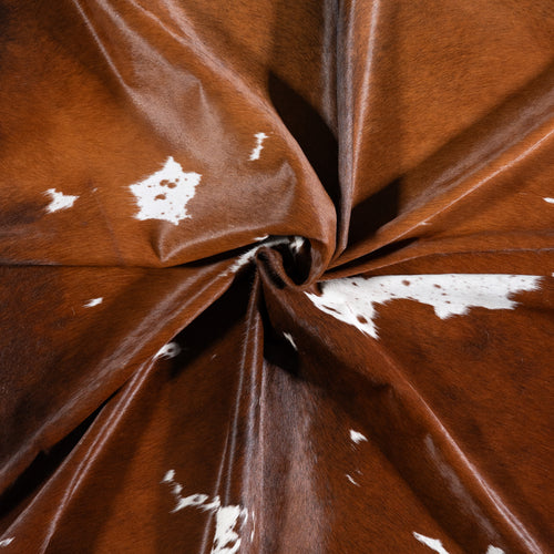 Brazilian Chocolate and White Cowhide Rug Size 7'11" L x 7'0" W 5758