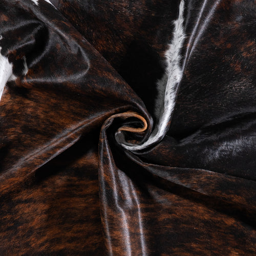 Brazilian Brindle White Belly and Backbone Cowhide Rug Size 7'10" L x 6'10" W 5958