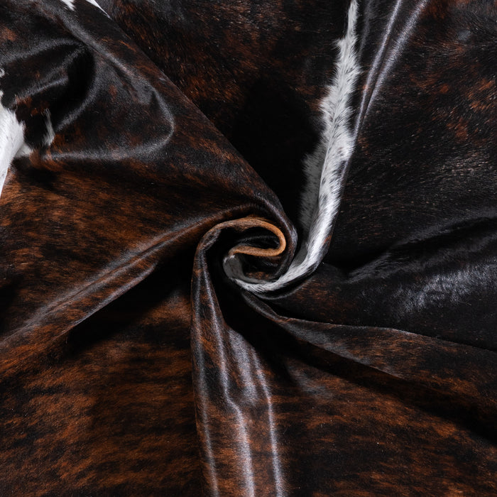 Brazilian Brindle White Belly and Backbone Cowhide Rug Size 7'10" L x 6'10" W 5958