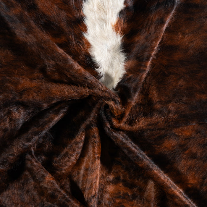 Brazilian Brindle White Belly and Backbone Cowhide Rug Size 7'1" L x 7'5" W 3692