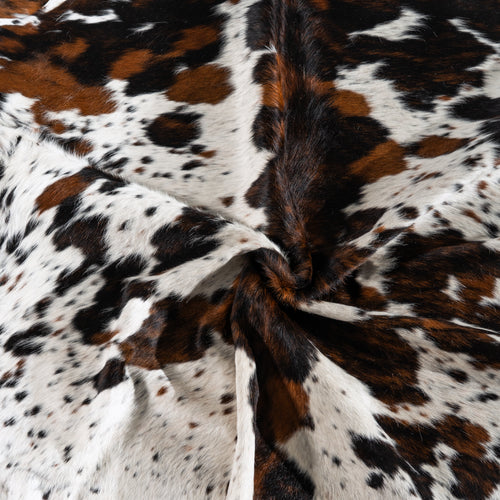 White Tricolor Cowhide Rug Size 7'10" L x 6'5" W 4124
