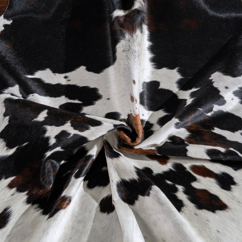 White Tricolor Cowhide Rug Size 6'8" L x 6'3" W 4063