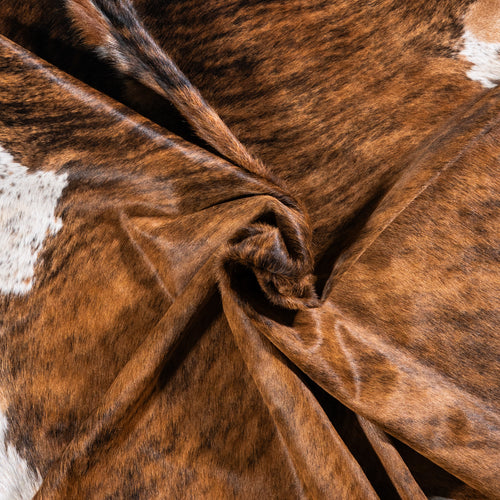 Brazilian Brindle White Belly Cowhide Rug Size 6'11" L x 6'8" W 4965