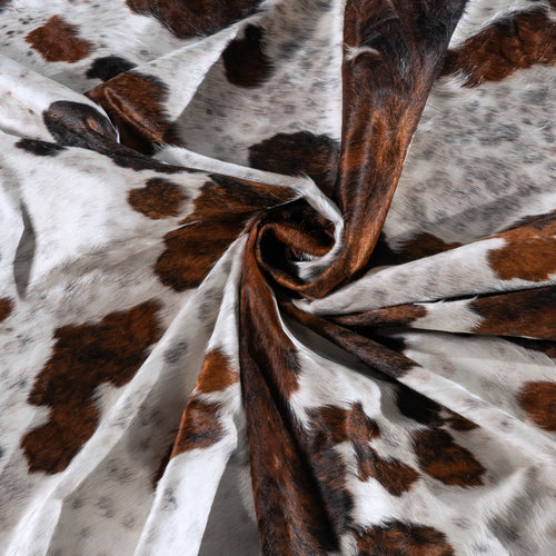 White Tricolor Cowhide Rug Size 8'9" L x 7'3" W 6283
