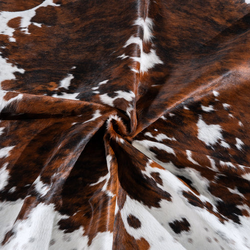 White Tricolor Cowhide Rug Size 7'0" L x 6'6" W 4064