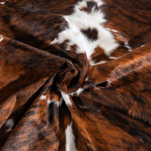 Tricolor Brindle Mix Cowhide Rug Size 6'11" L x 6'10" W 6480