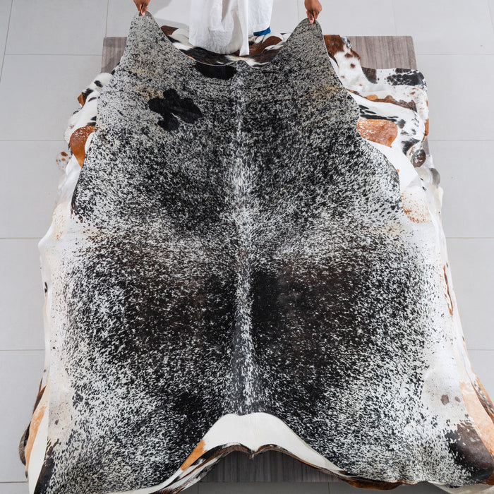Black Salt and Pepper Cowhide Rug Size 7'6" L x 6'7" W 5484