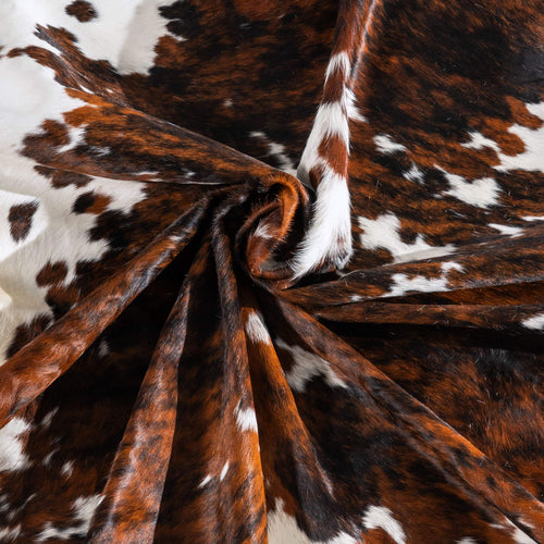 White Tricolor Cowhide Rug Size 7'9" L x 7'1" W 6481