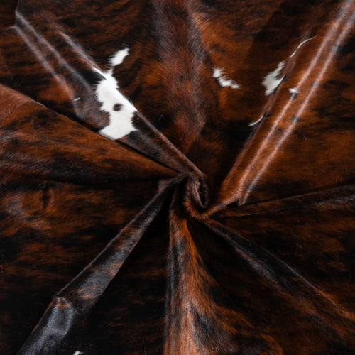 Tricolor Brindle Mix Cowhide Rug Size 7'2" L x 6'11" W 4127