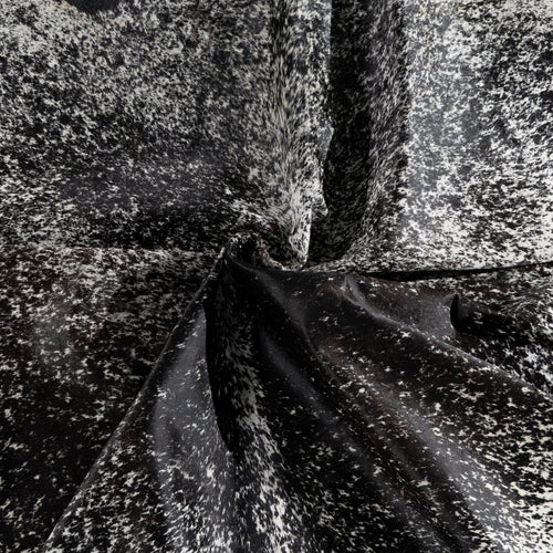 Black Salt and Pepper Cowhide Rug Size 7'6" L x 6'7" W 5484
