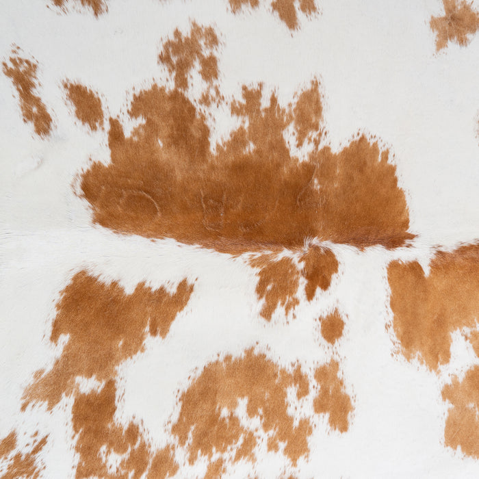 Brown and White Cowhide Rug Size 7'4" L x 6'7" W 5485