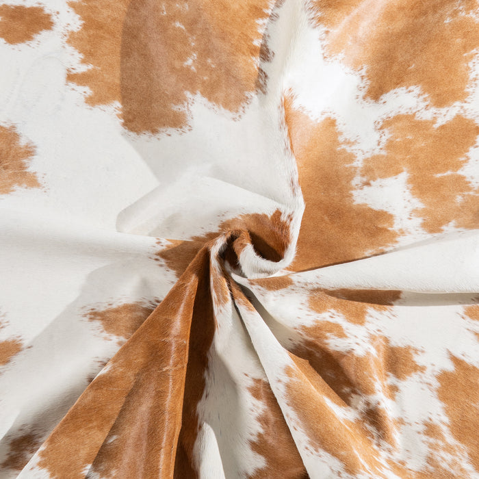 Brown and White Cowhide Rug Size 7'4" L x 6'7" W 5485