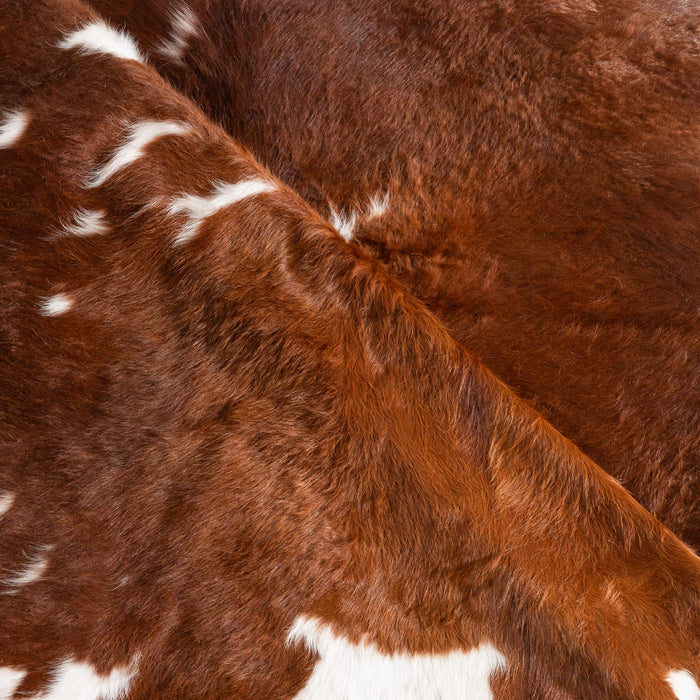 Brown and White Cowhide Rug Size 7'2" L x 6'5" W 6483
