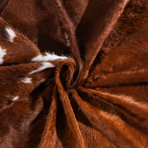 Brown and White Cowhide Rug Size 7'2" L x 6'5" W 6483