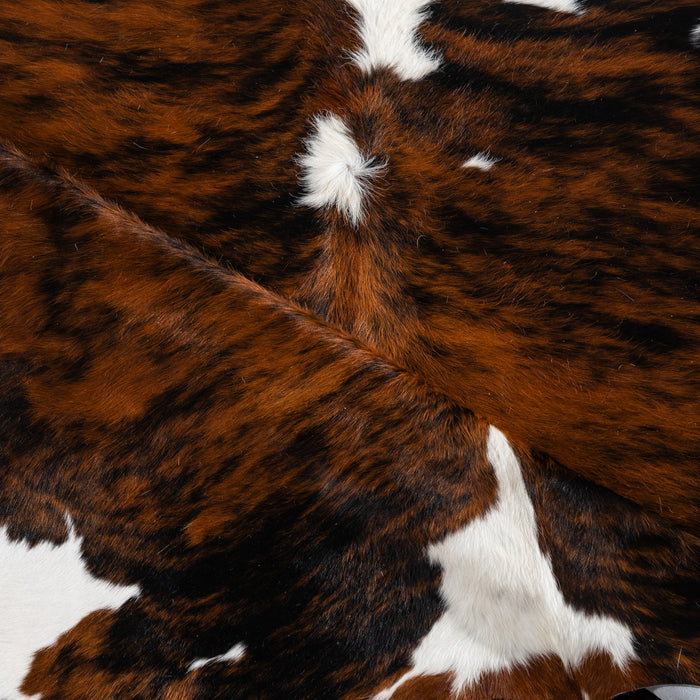 Tricolor Brindle Mix Cowhide Rug Size 7'9" L x 6'9" W 4129