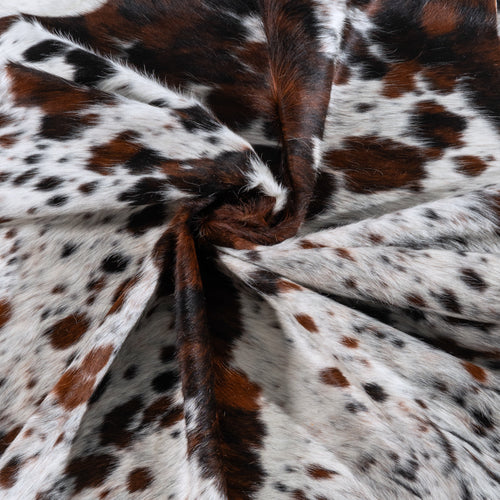 White Tricolor Cowhide Rug Size 7'4" L x 6'9" W 6287