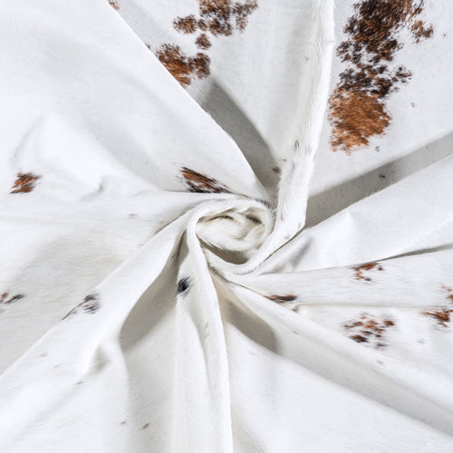 Brazilian White Tricolor Cowhide Rug Size 7'4" L x 7'0" W 5971
