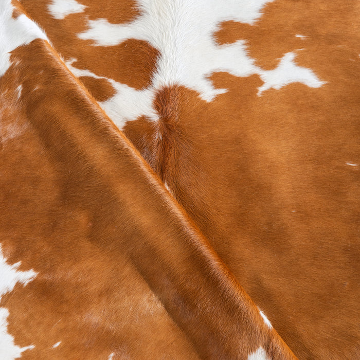 Brown and White Cowhide Rug Size 7'8" L x 7'6" W 3968