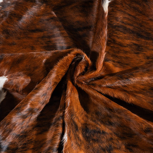 Tricolor Brindle Mix Cowhide Rug Size 7'10" L x 7'0" W 6485