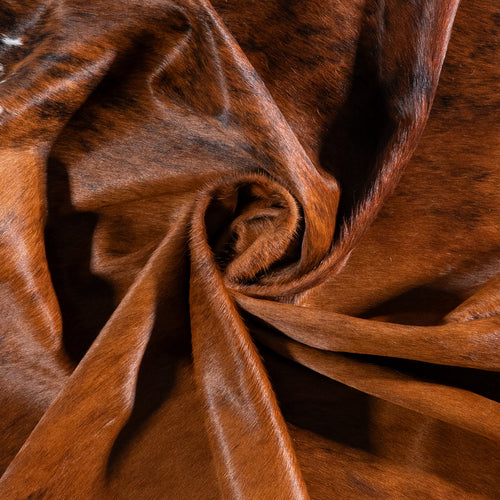 Brazilian Brindle White Belly Cowhide Rug Size 7'3" L x 7'0" W 5978