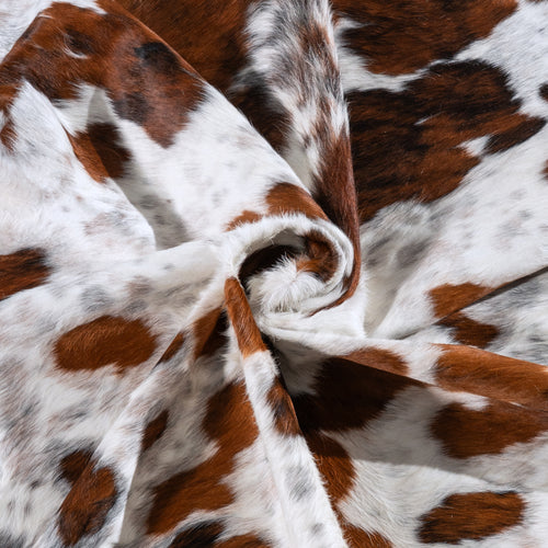 White Tricolor Cowhide Rug Size 7'6" L x 6'7" W 6293