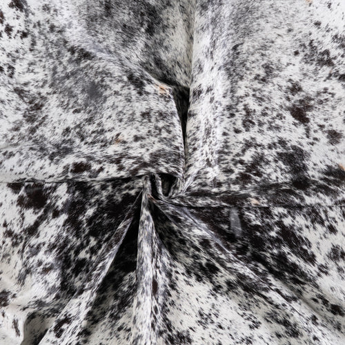 Brazilian Black Salt and Pepper Cowhide Rug Size 7'7" L x 6'9" W 5787