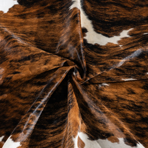 Tricolor Brindle Mix Cowhide Rug Size 7'5" L x 6'7" W 4136