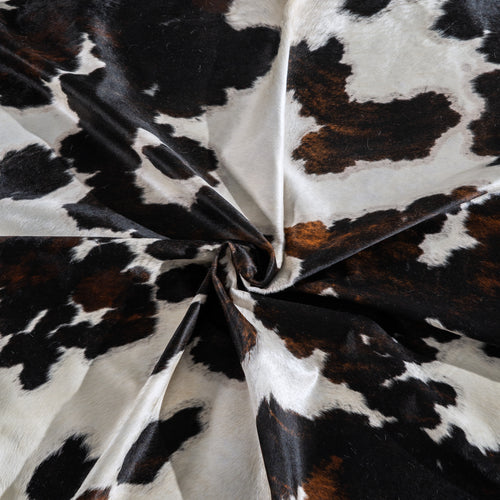 White Tricolor Cowhide Rug Size 8'1" L x 7'2" W 4073