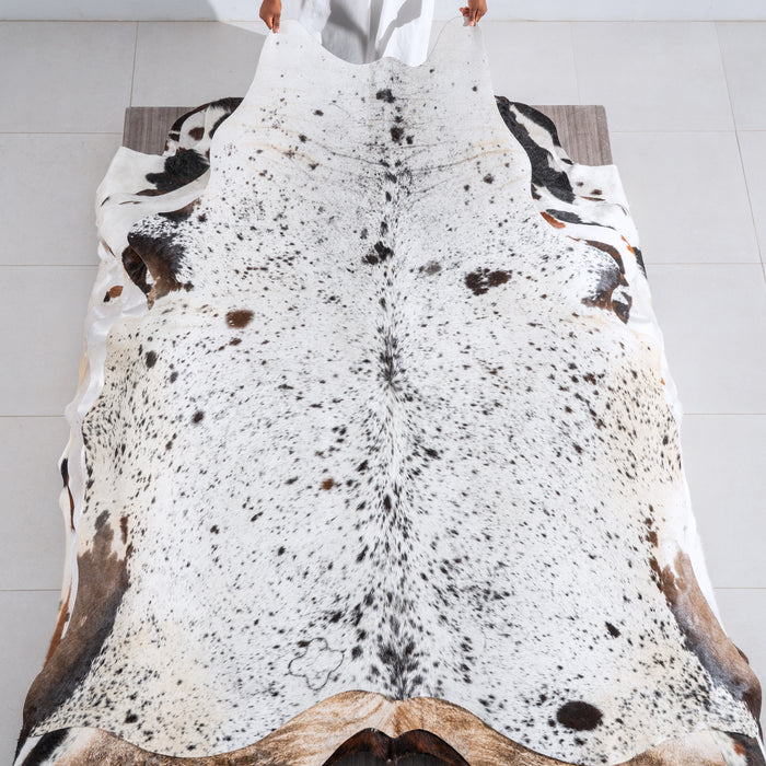 Black Salt and Pepper Cowhide Rug Size 7'6" L x 7'3" W 6495