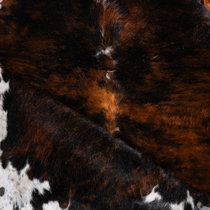 Tricolor Brindle Mix Cowhide Rug Size 6'10" L x 6'8" W 6497
