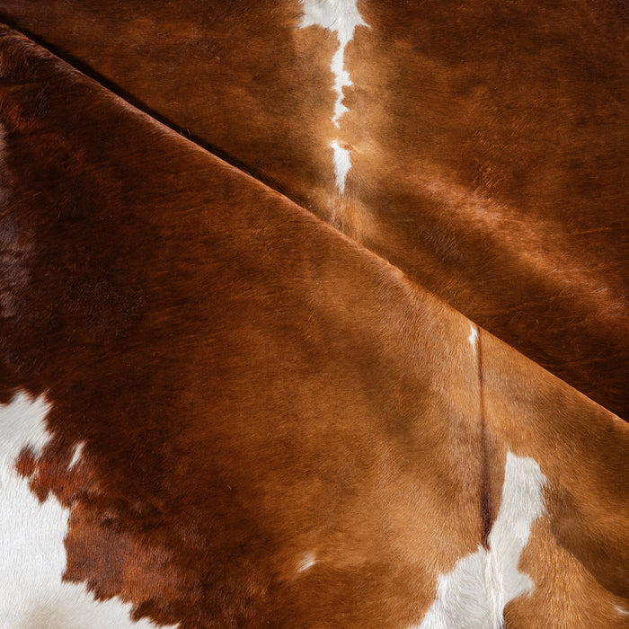Brown and White Cowhide Rug Size 8'3" L x 7'5" W 4144